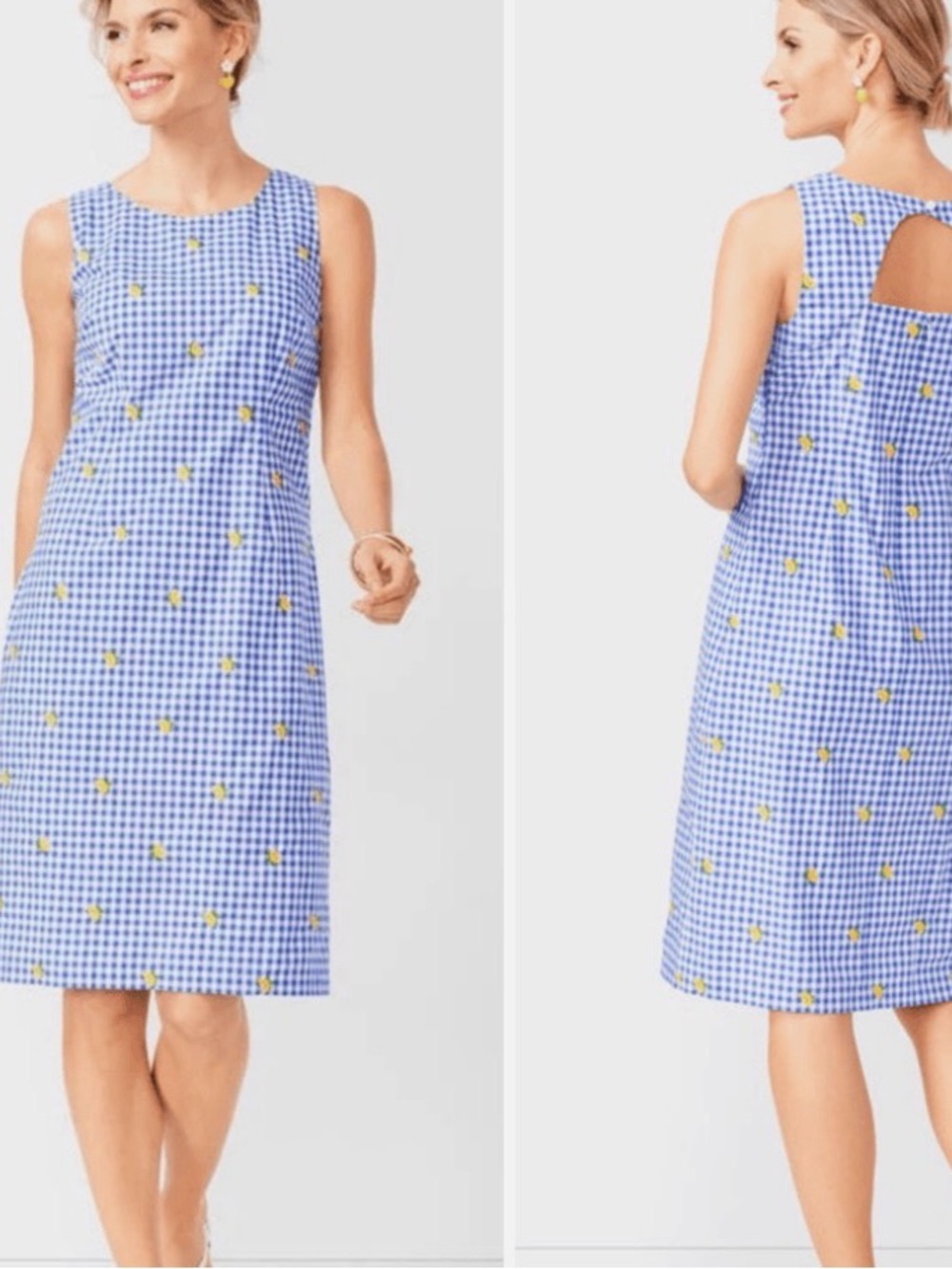 Talbots Blue Gingham Dress with Lemons
